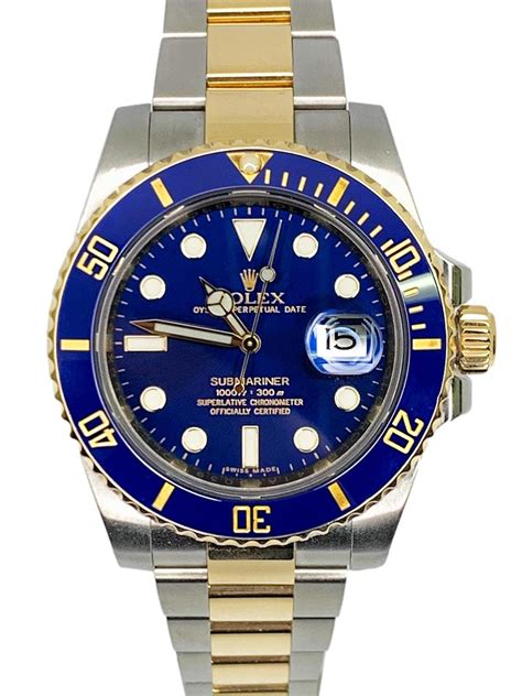 rolex submariner two tone 116613ln|Rolex Submariner 116613 40mm blue.